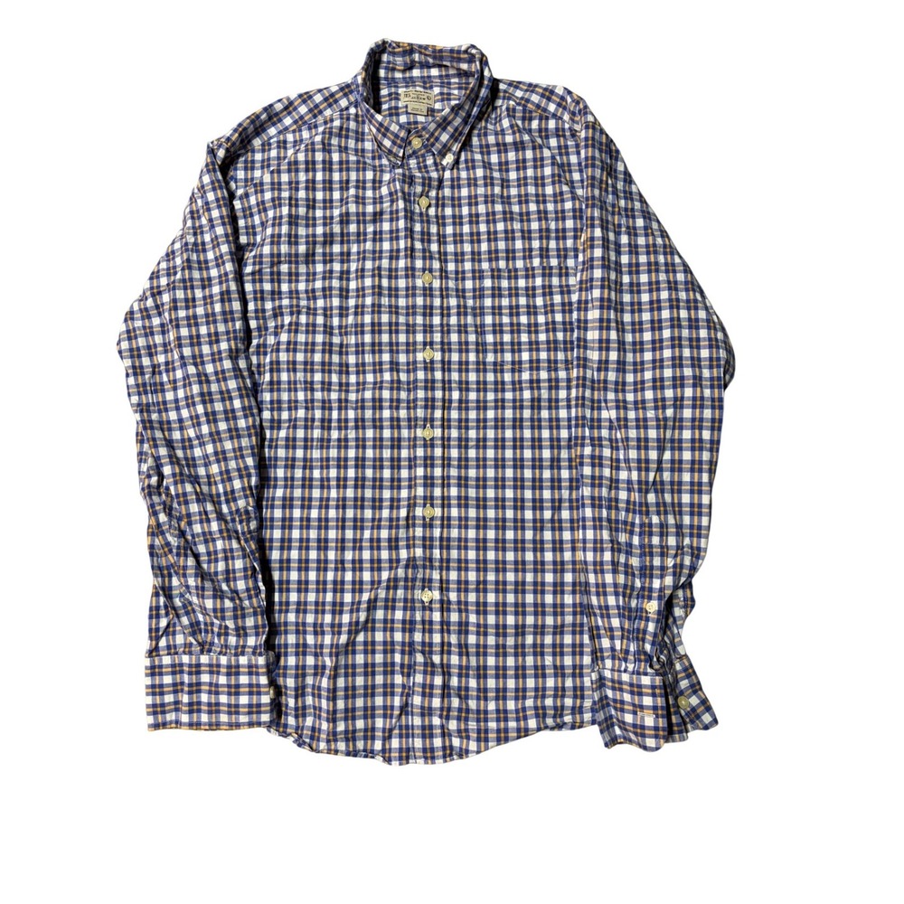 J.Crew Mens Large Blue Orange Plaid Cotton Button Down Shirt Long Sleeve L